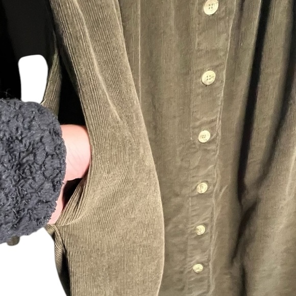 Vintage 90s S. Roberts Brown Corduroy Button Down Long Sleeve Maxi Dress SZ L - Picture 3 of 7